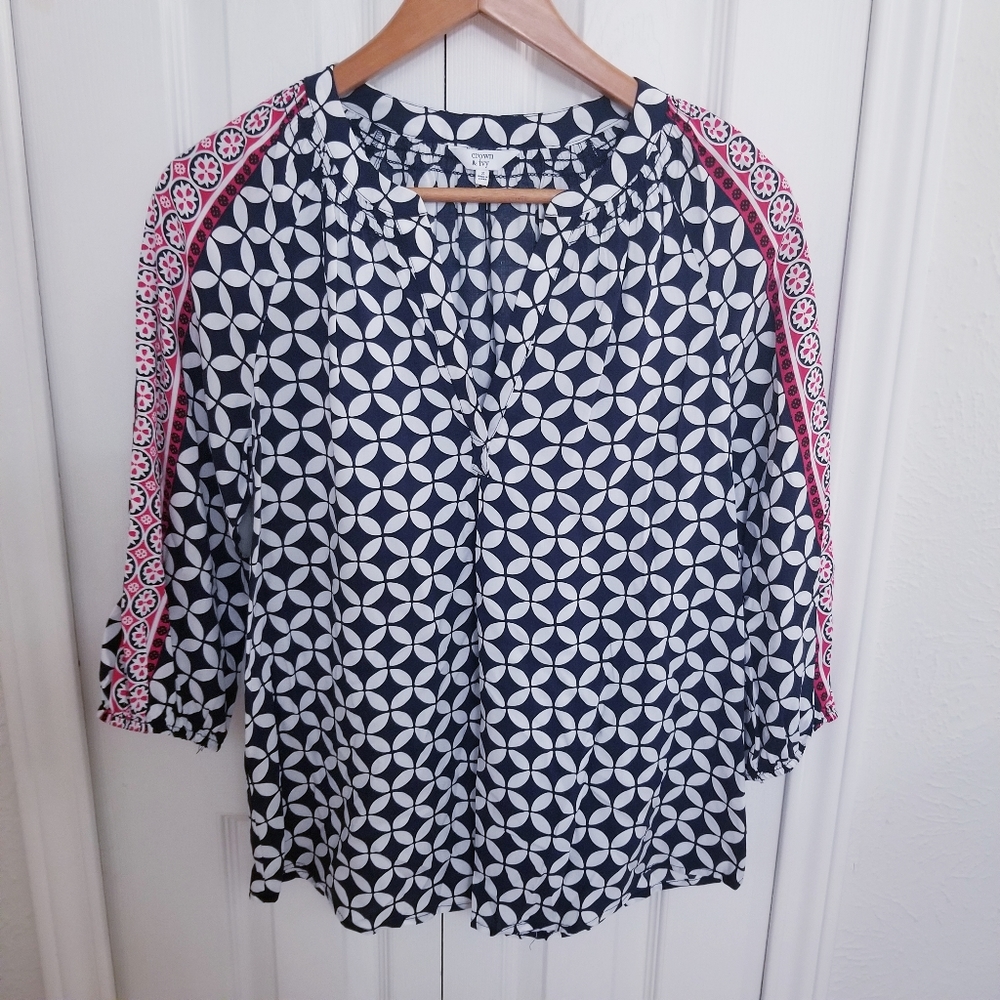 Geometric Print Boho Top by Crown & Ivy